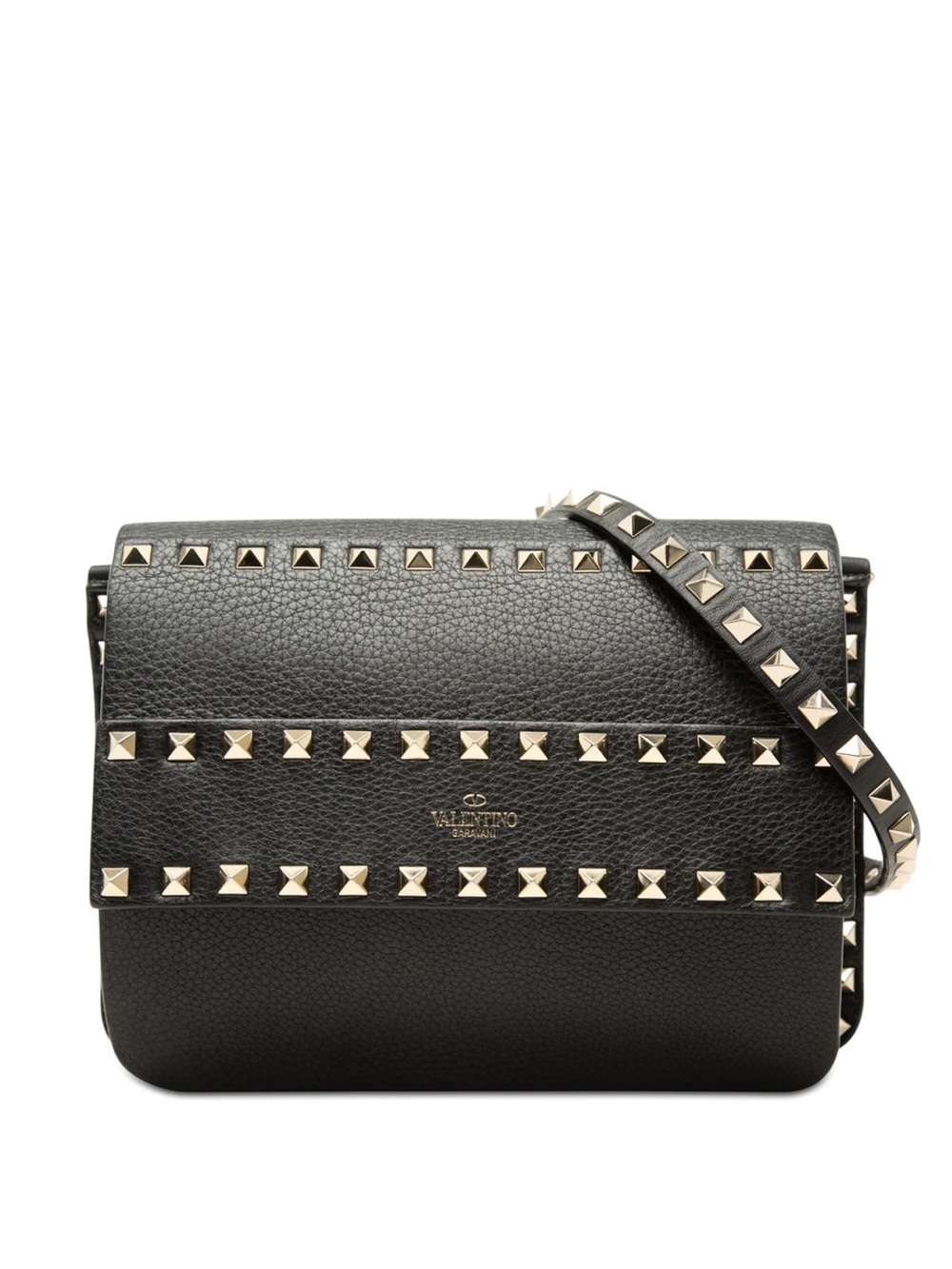 Valentino Garavani Black Leather Rockstud Crossbody Bag